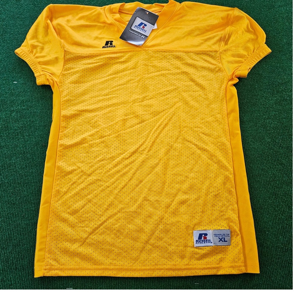 Russell Athletic Youth XL Yellow Mesh Football Jersey T-Shirt Top